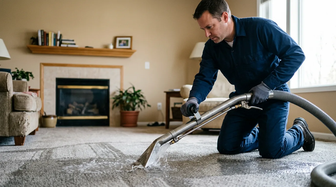 Water damage restoration technician working near Lewiston, NE